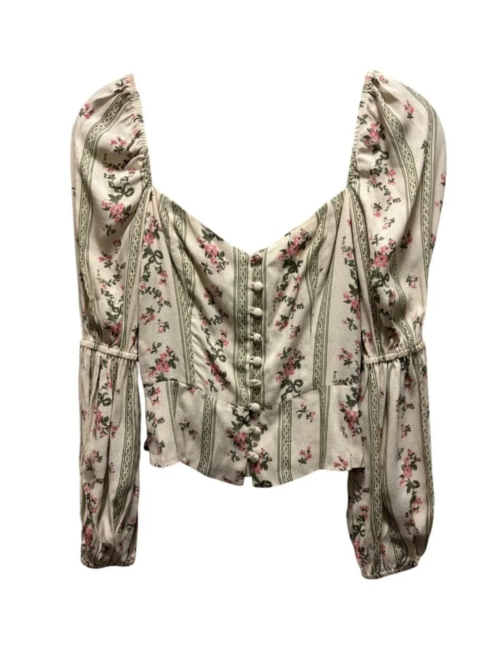 Reformation Cera Floral Puff Sleeve Top Size 0  Heath